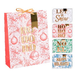 Basics Sac de cadeau de Noël avec détails dorés, petit, 18 x 10 x 23 cm