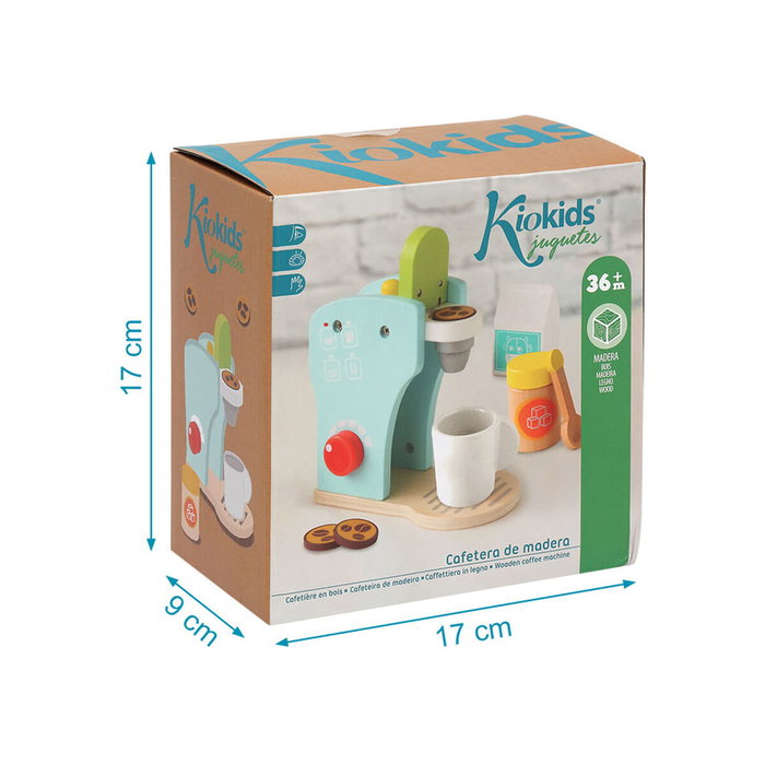KioKids Cafetière en bois bleue avec accessoires KioKids Cafetière en bois bleue avec accessoires