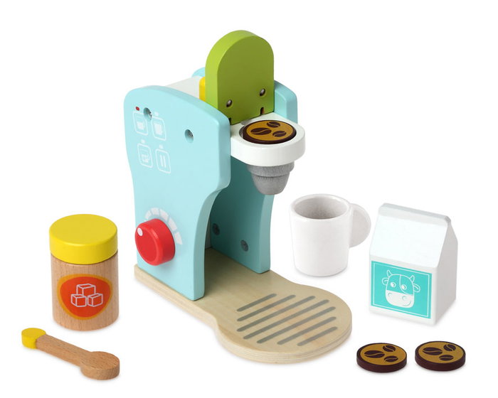 KioKids Cafetière en bois bleue avec accessoires KioKids Cafetière en bois bleue avec accessoires