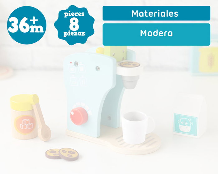 KioKids Cafetière en bois bleue avec accessoires KioKids Cafetière en bois bleue avec accessoires