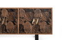 GINER Y COLOMER Buffet 6 portes en bois massif d'acacia couleur naturel et noir avec pattes métal - 220 x 74 x 42 cm