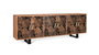 GINER Y COLOMER Buffet 6 portes en bois massif d'acacia couleur naturel et noir avec pattes métal - 220 x 74 x 42 cm