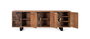 GINER Y COLOMER Buffet 6 portes en bois massif d'acacia couleur naturel et noir avec pattes métal - 220 x 74 x 42 cm