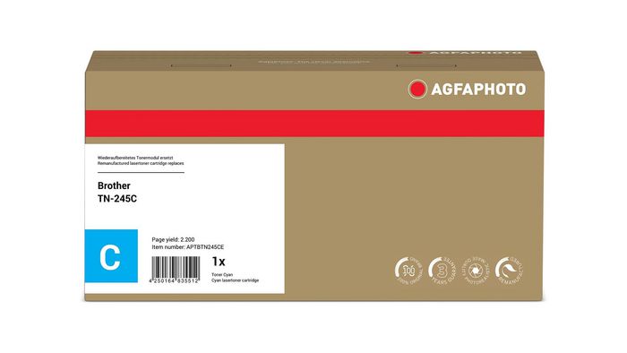 AgfaPhoto Cartouche de toner Cyan compatible avec Brother TN-245C (2200 pages)