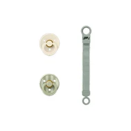 Bibs Coffret cadeau bébé - Sucette & attache - Embout rond - T1 - Sage