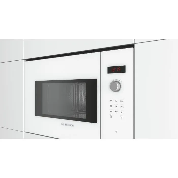 Bosch BFL523MW1F - Micro-onde encastrable compact SER4, blanc, 800 W, 38 L, avec fonction Cleaning Assistance - 59.4 x 31.7 x 38.2 cm Bosch BFL523MW1F - Micro-onde encastrable compact SER4, blanc, 800 W, 38 L, avec fonction Cleaning Assistance - 59.4 x 31.7 x 38.2 cm