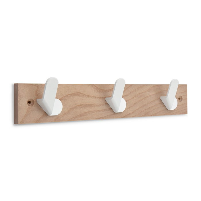 Inofix Porte-manteau Nordik en bois de frêne avec 3 perches blanches Inofix Porte-manteau Nordik en bois de frêne avec 3 perches blanches