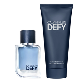 Calvin Klein Defy Coffret Parfum Homme : Eau de Toilette 50 ml + Gel Douche et Shampooing 2 en 1 100 ml, Note Woody-aromatic