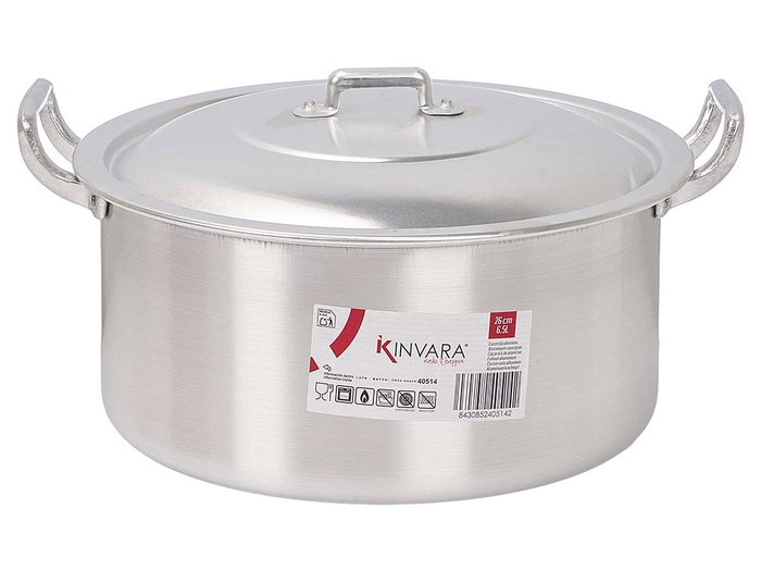KINVARA Cacerola en aluminium de 26 cm, 6,5 l, Plata KINVARA Cacerola en aluminium de 26 cm, 6,5 l, Plata