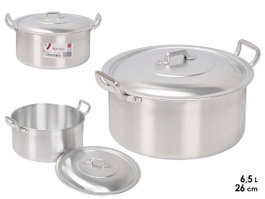 KINVARA Cacerola en aluminium de 26 cm, 6,5 l, Plata
