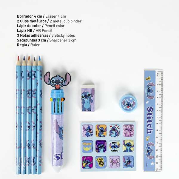 Cerdà - Kit de fournitures scolaires en mousse Eva Stitch (Lilo & Stitch) 22.0 x 14.0 x 0.5 cm - Bleu - 2 à 8 ans