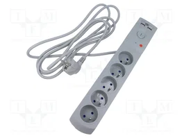 KEL Multiprise Parafoudre 5 Prises avec 2 Ports USB, Gris, 3m