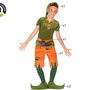Déguisement Lutin Enfant Garçon 6 Pièces Orange Vert 3-4 Ans Thème Fantasy pour Carnaval et Fête Costumée - Polyester