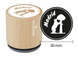 Woodies Sello de madera y caucho Madrid el oso y el madroño 30mm