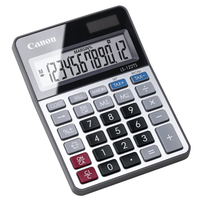 Canon LS-122TS DBL Calculatrice de bureau grise avec écran 12 chiffres Canon LS-122TS DBL Calculatrice de bureau grise avec écran 12 chiffres