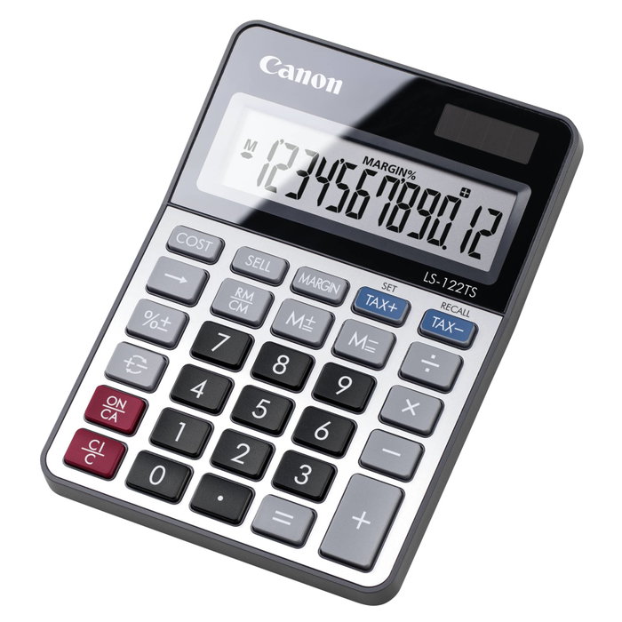 Canon LS-122TS DBL Calculatrice de bureau grise avec écran 12 chiffres Canon LS-122TS DBL Calculatrice de bureau grise avec écran 12 chiffres