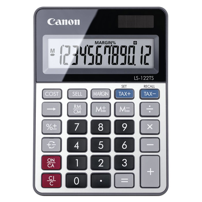 Canon LS-122TS DBL Calculatrice de bureau grise avec écran 12 chiffres Canon LS-122TS DBL Calculatrice de bureau grise avec écran 12 chiffres