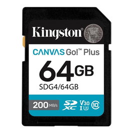 Kingston Canvas Go! Plus 64 Go SDXC UHS-I U3 V30 Carte Mémoire 200 Mo/s Lecture pour 4K