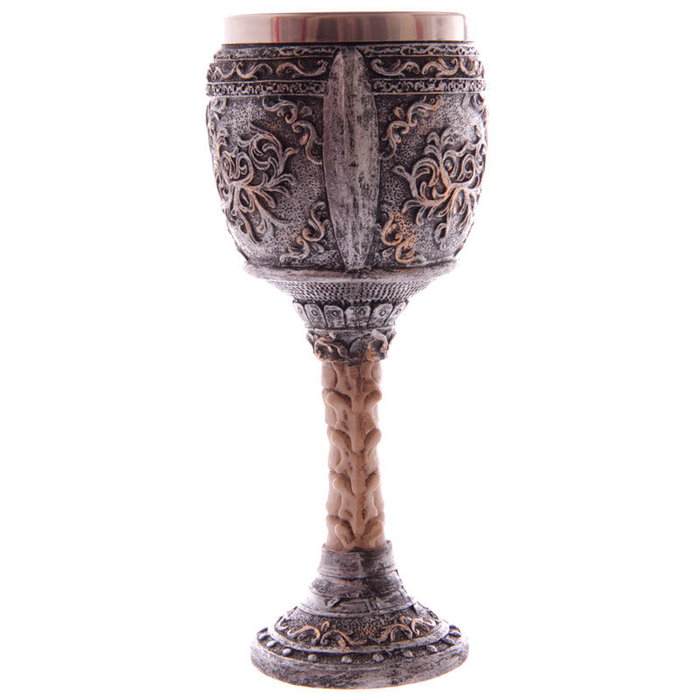 PUCKATOR Copa Craneo Guerrero Gotico, Coupe-Crâne Gothique Guerrier, 18 cm x 7.5 cm, Résine et Acier Inoxydable