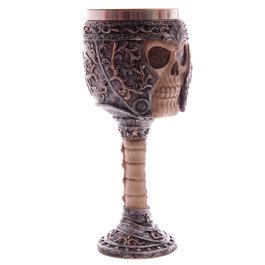 PUCKATOR Copa Craneo Guerrero Gotico, Coupe-Crâne Gothique Guerrier, 18 cm x 7.5 cm, Résine et Acier Inoxydable