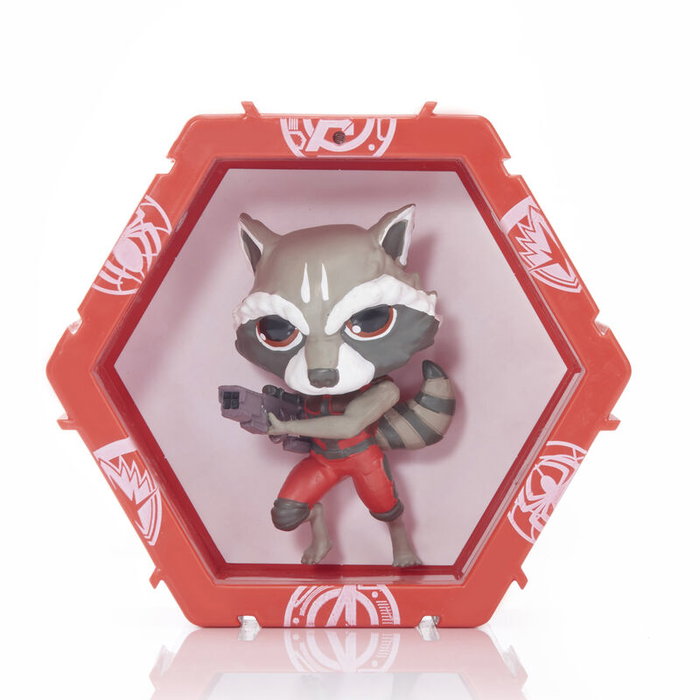 WOW! POD - Figurine LED Rocket Raccoon Marvel avec éclairage UV et autocollants, collectionnable et connectable