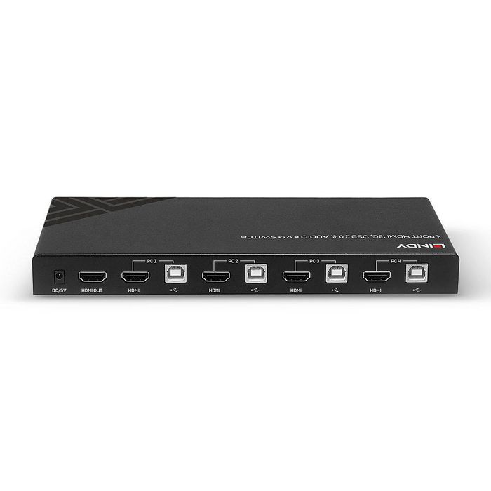 Lindy Commutateur KVM HDMI 4 Ports 4K60 Hz avec USB 2.0, Audio et HDR - Contrôle 4 PC depuis un clavier, une souris et un écran Lindy Commutateur KVM HDMI 4 Ports 4K60 Hz avec USB 2.0, Audio et HDR - Contrôle 4 PC depuis un clavier, une souris et un écran