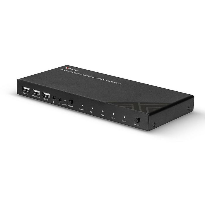 Lindy Commutateur KVM HDMI 4 Ports 4K60 Hz avec USB 2.0, Audio et HDR - Contrôle 4 PC depuis un clavier, une souris et un écran Lindy Commutateur KVM HDMI 4 Ports 4K60 Hz avec USB 2.0, Audio et HDR - Contrôle 4 PC depuis un clavier, une souris et un écran