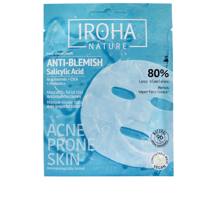 Iroha Masque Facial Anti-Imperfections Anti-Blemish Tissu Acide Salicylique Niacinamide Peau Grasse et Mixte 1 Unité Iroha Masque Facial Anti-Imperfections Anti-Blemish Tissu Acide Salicylique Niacinamide Peau Grasse et Mixte 1 Unité