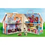 Playmobil 70985 - Maison Transportable Bleue avec 3 Personnages, Salle de Bain, Chambre, Salon et Cuisine - Accessoires Inclus - Maison de Poupée Traditionnelle