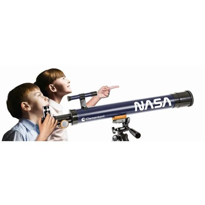 Clementoni - Télescope scientifique NASA avec objectif 50 mm et trépied extensible 127 cm pour observation de la lune et des étoiles Clementoni - Télescope scientifique NASA avec objectif 50 mm et trépied extensible 127 cm pour observation de la lune et des étoiles