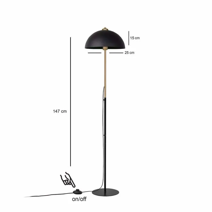 D By M.Red Lampadaire Noir en Métal avec Abat-jour Ovale