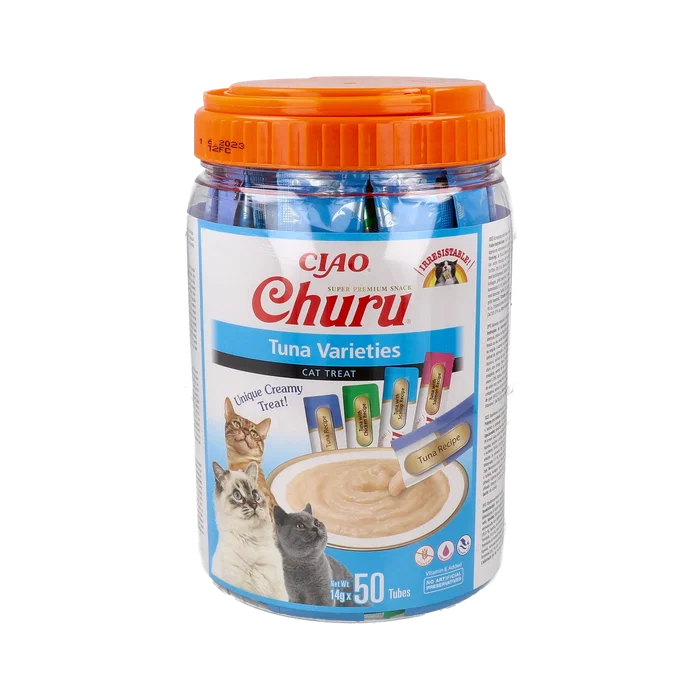 Churu VET Friandises pour Chat au Thon Variétés 50 Sachets de 4 Sticks de 15g Churu VET Friandises pour Chat au Thon Variétés 50 Sachets de 4 Sticks de 15g