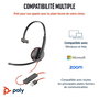 Poly Blackwire 3210 - Micro-casque monaural professionnel avec connecteur USB-C, contrôleurs en ligne et bandeau en métal léger