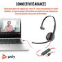 Poly Blackwire 3210 - Micro-casque monaural professionnel avec connecteur USB-C, contrôleurs en ligne et bandeau en métal léger