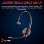 Poly Blackwire 3210 - Micro-casque monaural professionnel avec connecteur USB-C, contrôleurs en ligne et bandeau en métal léger