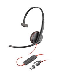 Poly Micro-casque monaural USB-C Poly Blackwire 3210 black