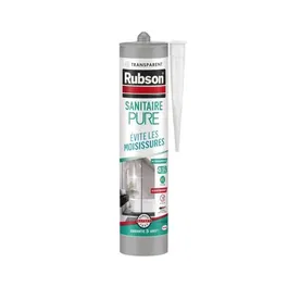 Rubson Mastic Sanitaire Transparent Anti-Moisissures Pure - 280 ml - Formule brevetée sans odeur de vinaigre