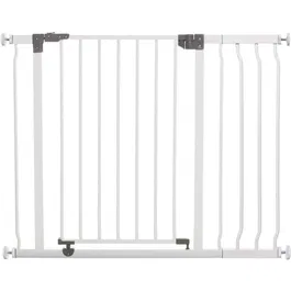 Dreambaby Liberty - Barrière de sécurité bébé avec rallonge 18 cm, montage pression, ajustable 93 à 99 cm, système de verrouillage sécurisé, blanc