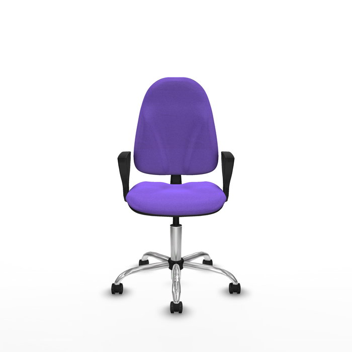 Chaise Algarra Contact permament de base Tissu Violet Structure chromée Accoudoirs fixes Sans appui-tête Roulettes pour moquette