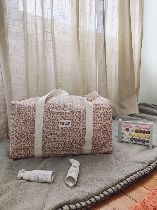 Tineo - Sac à langer imprimé léopard, pratique et lavable, avec anses, 40 x 22 x 24 cm, pour sorties bébé, change et accessoires