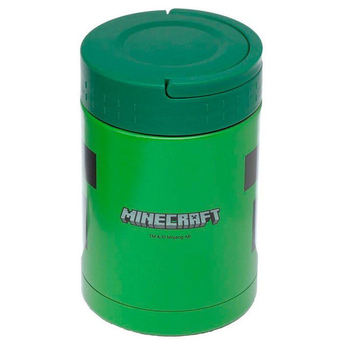 PUCKATOR Gamelle thermique portable 500ml Minecraft Creeper double paroi en acier inoxydable pour aliments chauds et froids avec anse