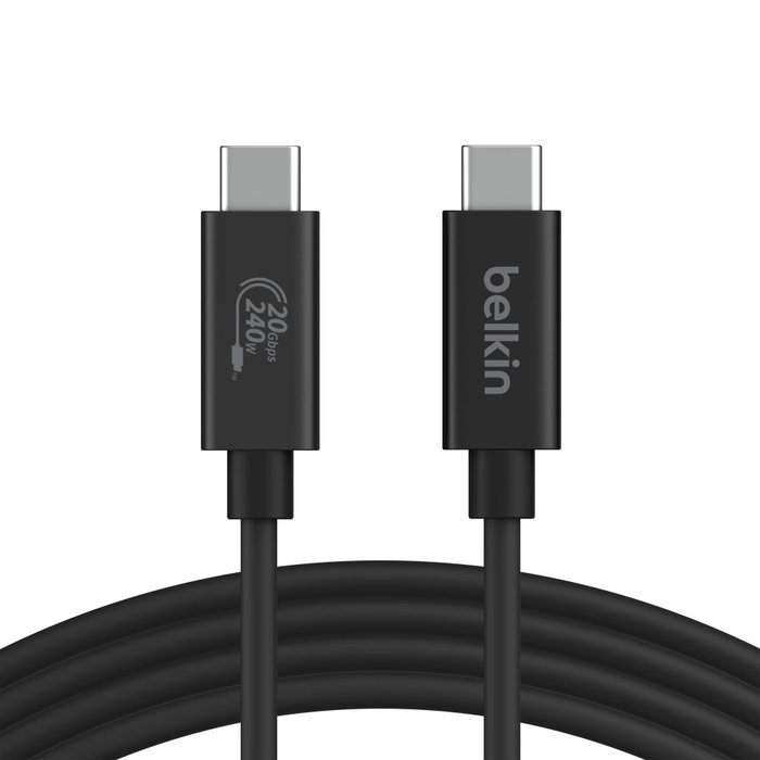 Belkin Câble USB4 USB-C vers USB-C 2m 240W 20Gbit/s INZ004bt2MBK Noir