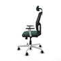 Chaise Alfera Synchrone/Traslack Maille/tissu Vert foncé Maille Noir Structure polyamide blanc Accoudoirs noirs et blancs Appui-tête 2D Roulettes 65mm nylon