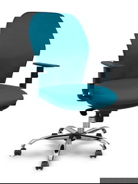 Chaise Jorquera Synchro 5 positions Tissu Vert pétrole Structure chromée Accoudoir 1D Sans appui-tête Roulettes pour moquette