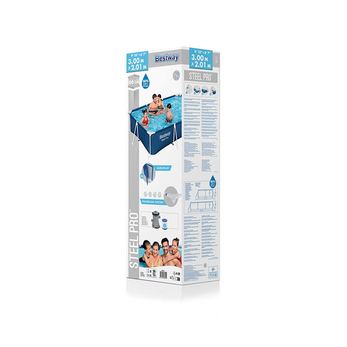 Bestway Steel Pro Kit Piscine hors sol tubulaire rectangulaire 300 x 201 x 66 cm