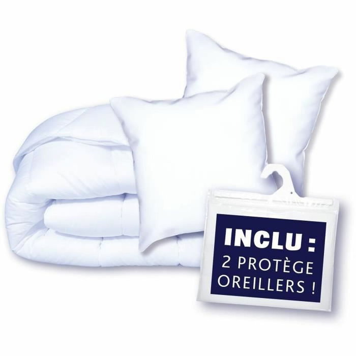 DODO Pack couette 220x240 cm + 2 oreillers et 2 protège-oreillers blanc
