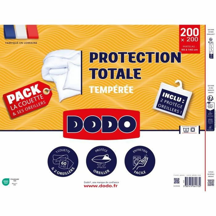 DODO Pack couette 220x240 cm + 2 oreillers et 2 protège-oreillers blanc