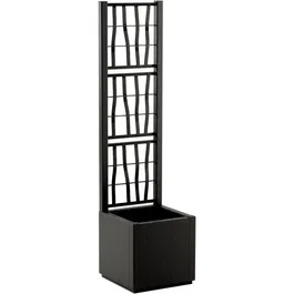 Stefanplast Jardinière Ethica Graphite - Bac à fleurs carré avec treillis intégré - 38 L (36 x 36 x 140 cm) - Pour plantes grimpantes