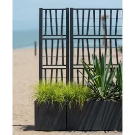 Stefanplast Jardinière Ethica Graphite - Bac à fleurs carré avec treillis intégré - 38 L (36 x 36 x 140 cm) - Pour plantes grimpantes