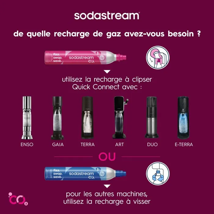 Sodastream Recharge de Gaz Quick Connect Rose (60L) Sodastream Recharge de Gaz Quick Connect Rose (60L)
